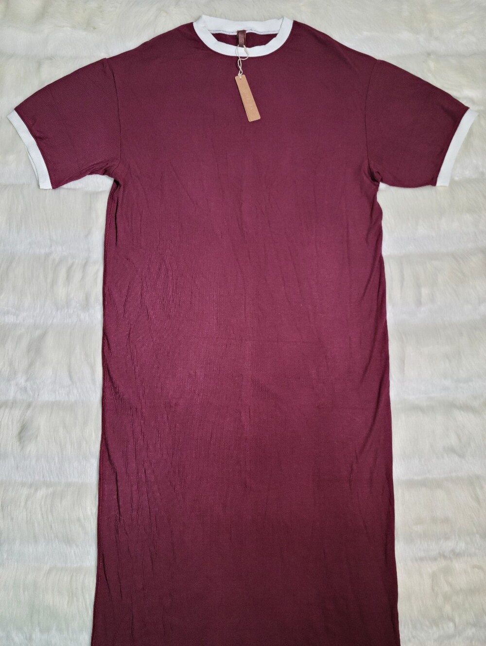 SKIMS Soft Lounge Dress Oversize Loose Red Maroon Women XXS NEW